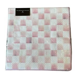 Mackenzie-Childs Rosy Check 20pc Luncheon Paper Napkins NEW